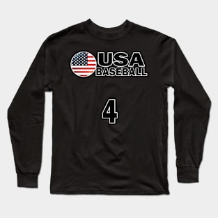 USA Baseball Number 4 T-shirt Design Long Sleeve T-Shirt